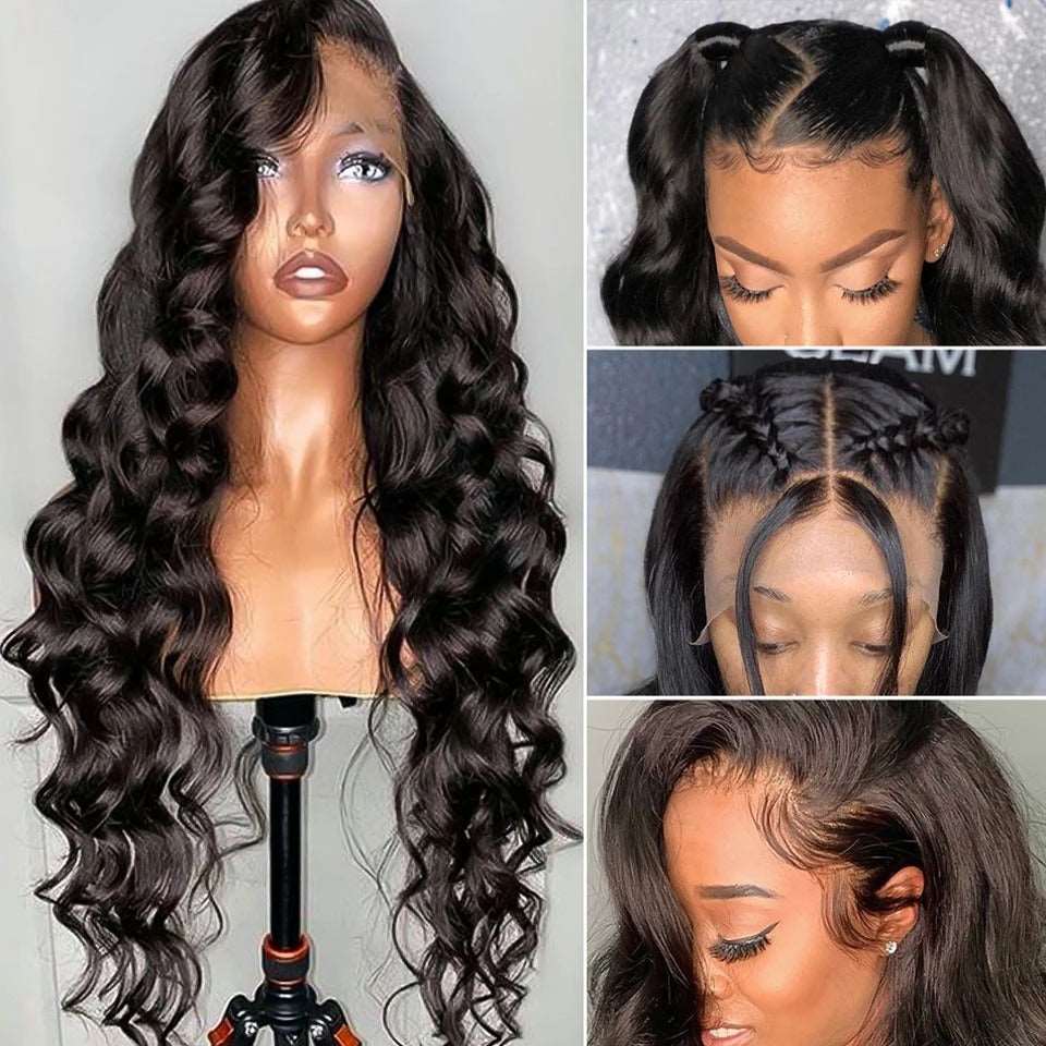 13x4 HD Transparent Lace Frontal Loose Body Wave Human Hair Wigs 180% - Inspiren-Ezone