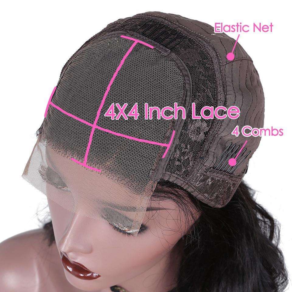 180% Density Full 4x4 Closure Wig Transparent Lace Front Body Wave Hum - Inspiren-Ezone