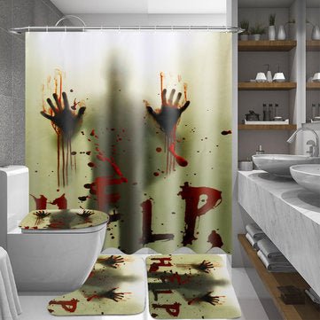 180x180cm Bloody Hands Bathroom Waterproof Shower Curtain Non-slip Mats Bath Carpets Toilet Cover Floor Mat Halloween Gift - Inspiren-Ezone