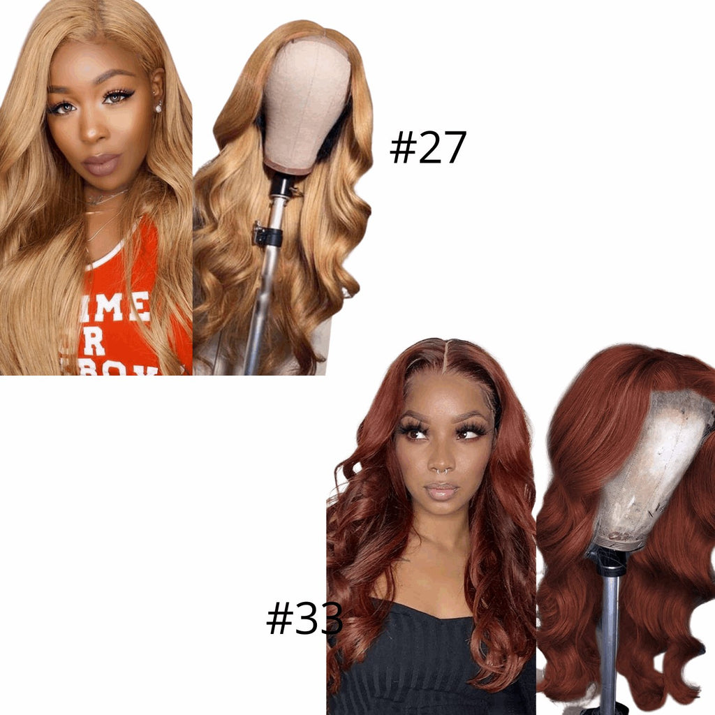 #27 Straight 13x1x4 T part Lace 4x4 Closure wigs Body Wave #33 Transpa - Inspiren-Ezone