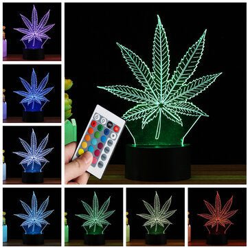 3D LED Maple Leaf Table Lamp Remote Control Touch Night Light Color Change Gift - Inspiren-Ezone