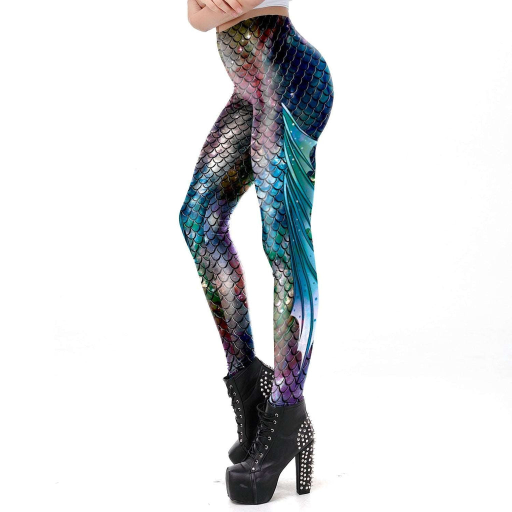 3D Mermaid Fish Scale Print Sports Women'S Leggings - Inspiren-Ezone