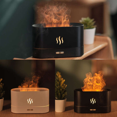 Aroma Diffuser With Flame Light Mist Humidifier Aromatherapy Diffuser With Waterless Auto-Off Protection For Spa Home Yoga Office - Inspiren-Ezone