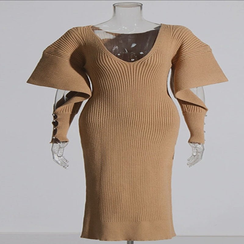 Autumn And Winter Urban Wind Casual Dolman Sleeve Wool Dress - Inspiren-Ezone