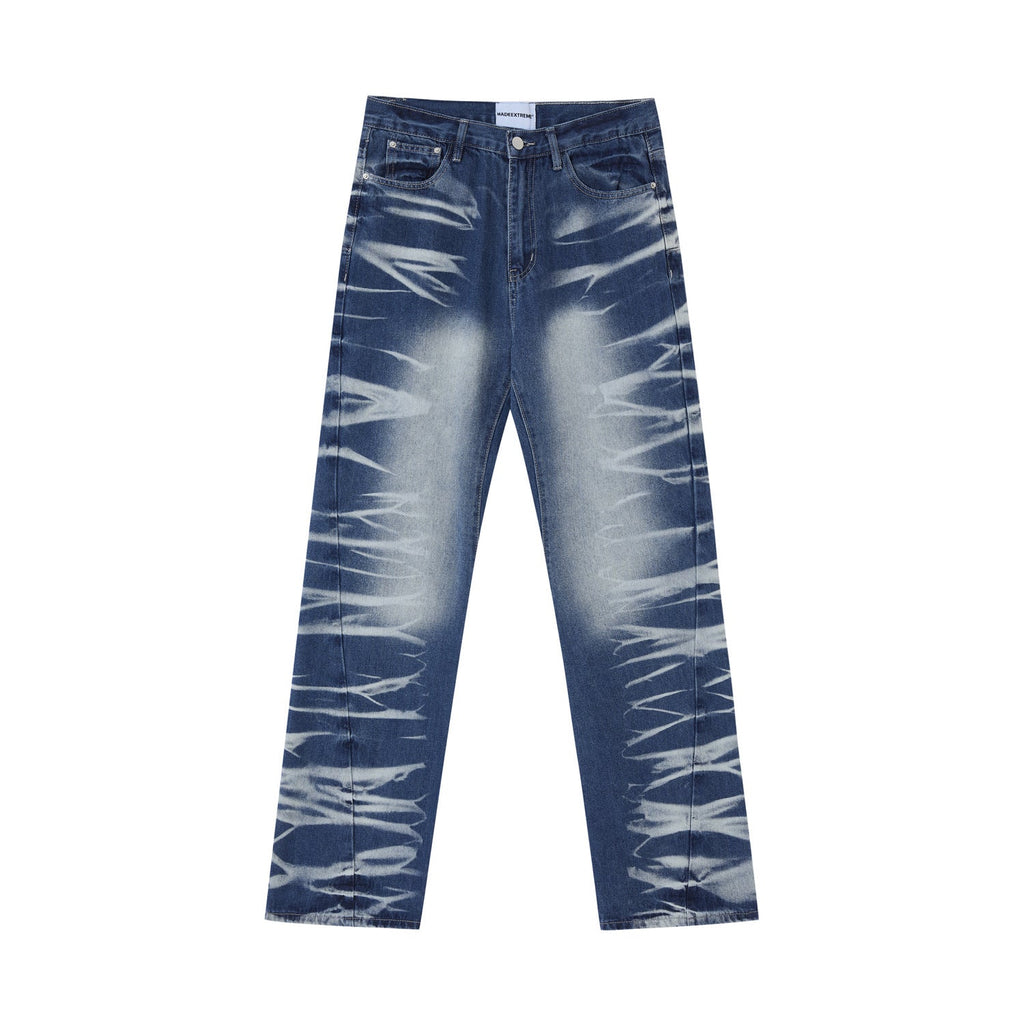 Avant-garde Street Washed Corrugated Straight Jeans Men And Women - Inspiren-Ezone