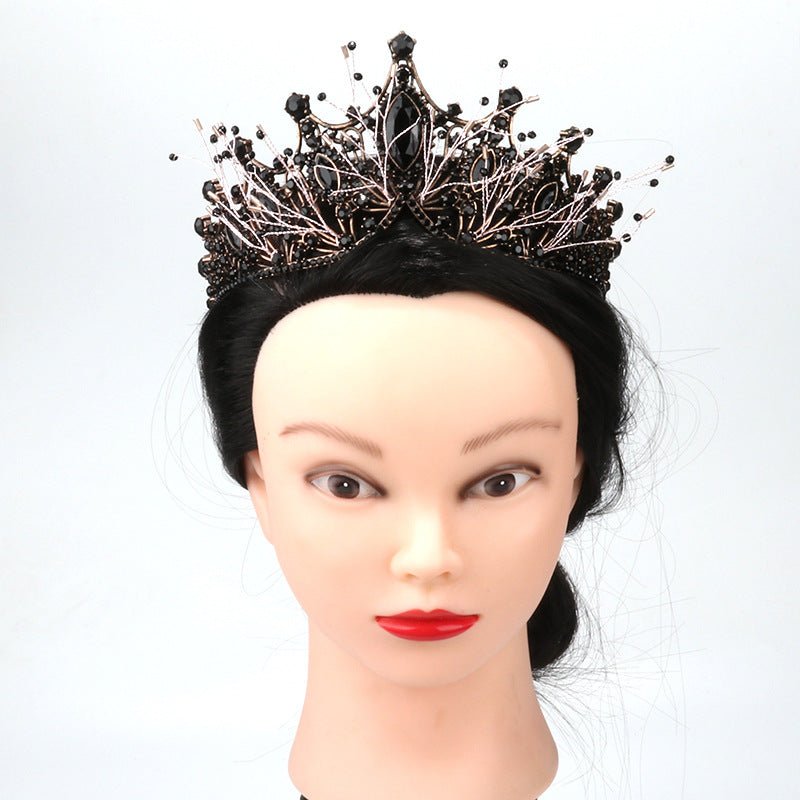 Baroque Black Crown Vintage Handmade Bridal Wedding Headdress - Inspiren-Ezone