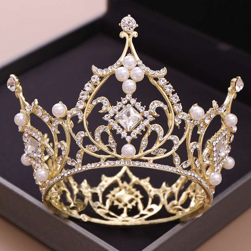 Baroque Bridal Tiara Crown Square Diamond Round Princess Crown - Inspiren-Ezone