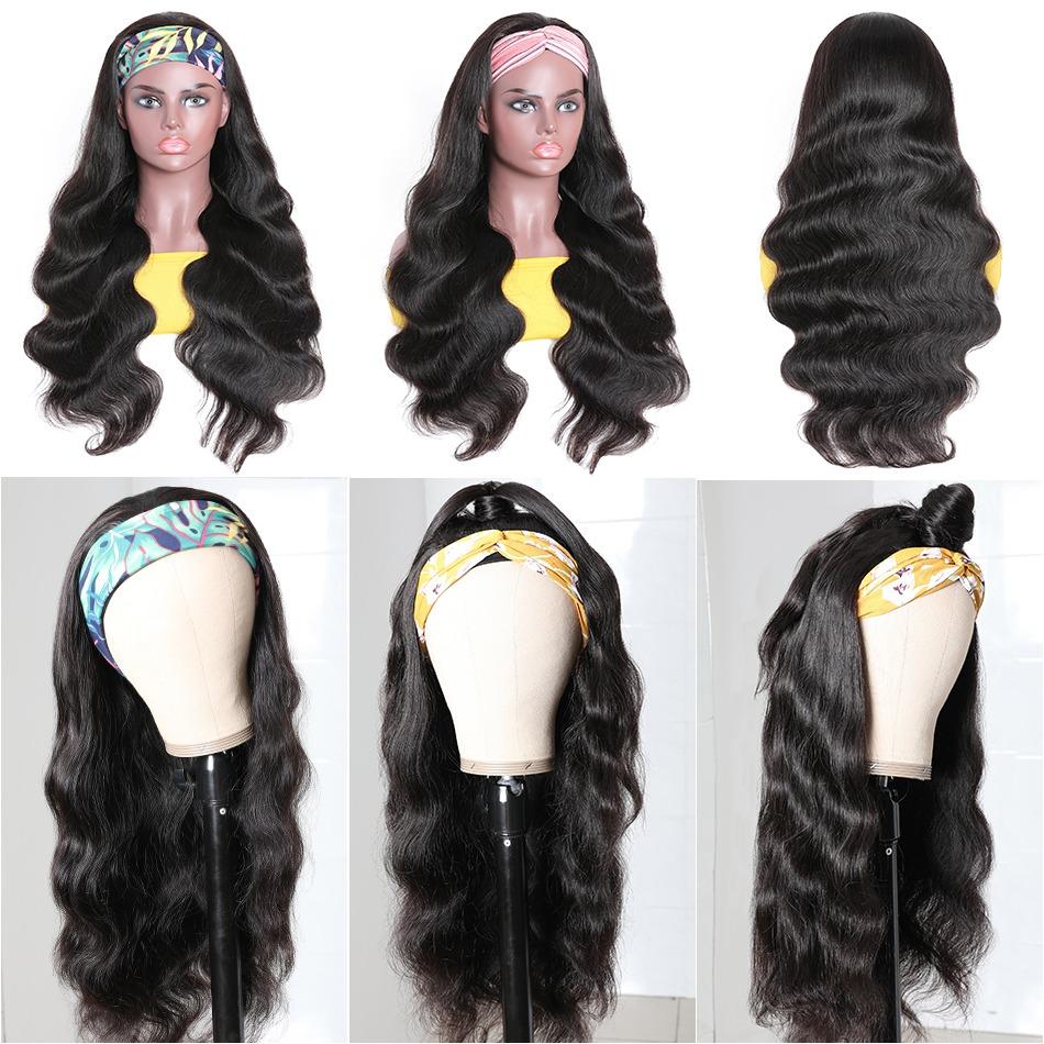 BeuMax Headband Body Wave Scarf Human Hair Wigs - Inspiren-Ezone