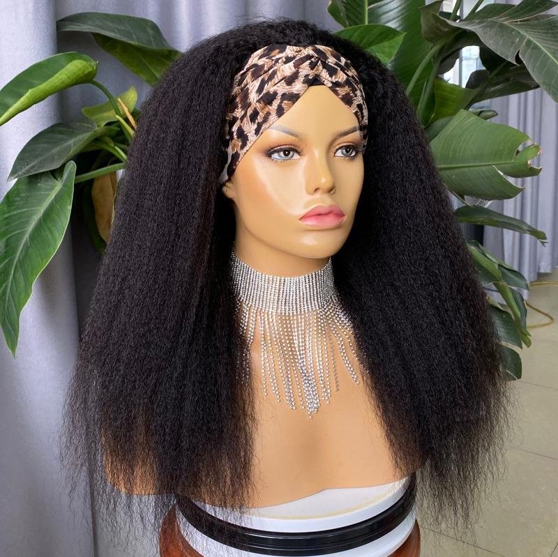 BeuMax Headband Kinky Straight Scarf Human Hair Wigs - Inspiren-Ezone