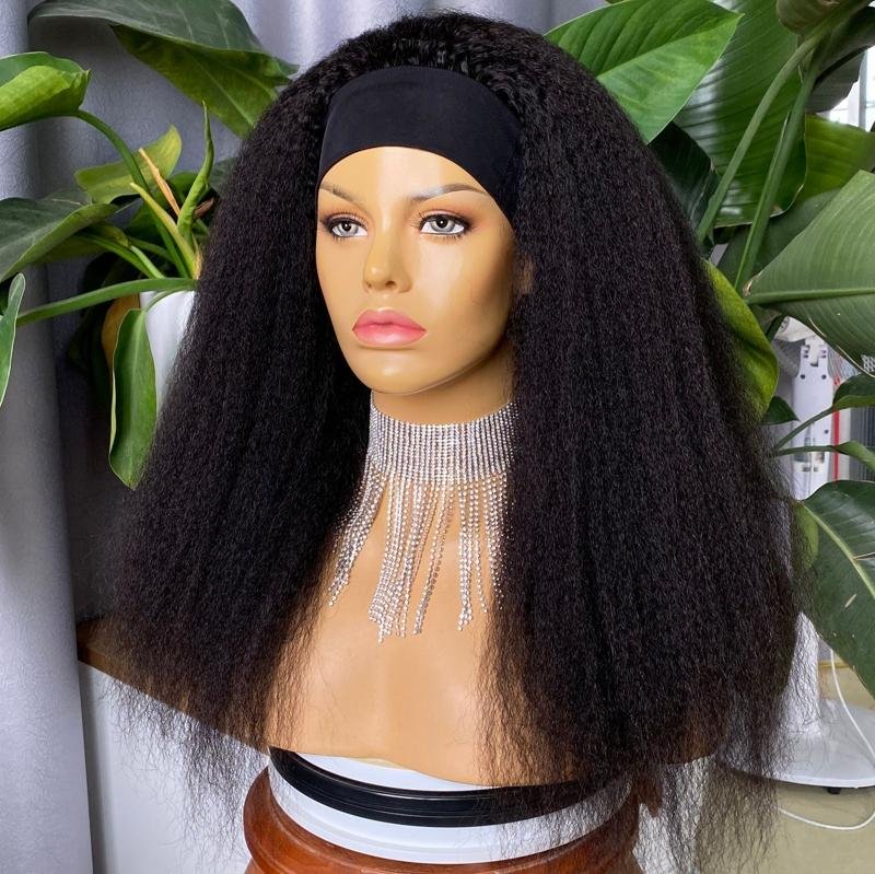 BeuMax Headband Kinky Straight Scarf Human Hair Wigs - Inspiren-Ezone