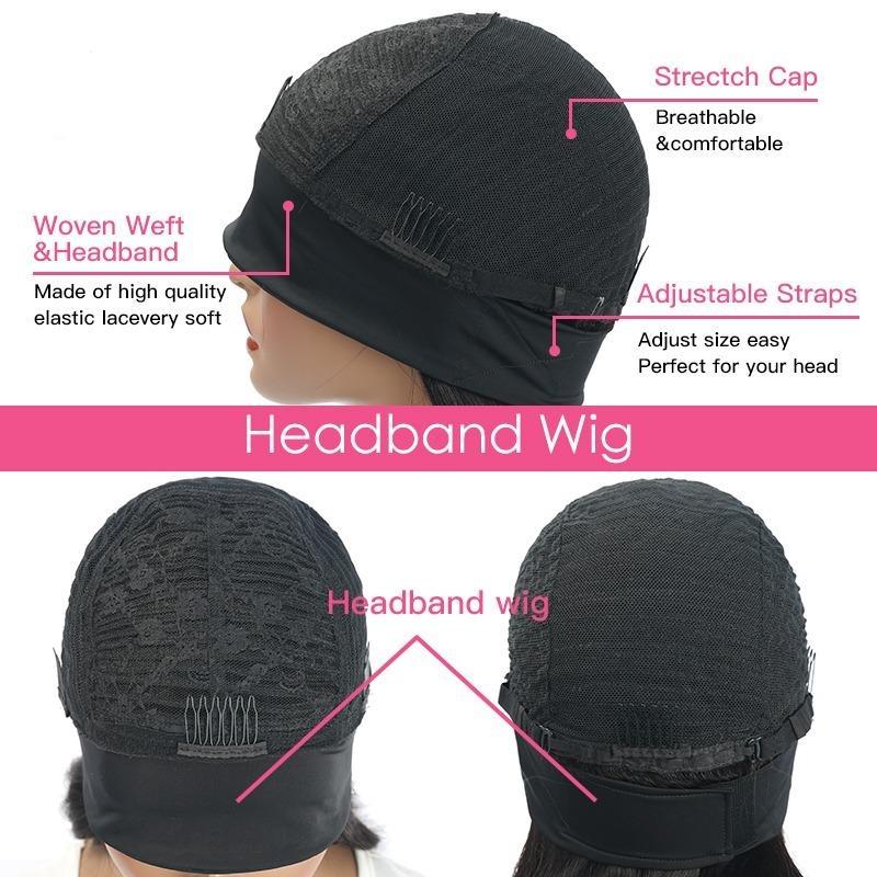BeuMax Headband Loose Deep wave Scarf Human Hair Wigs - Inspiren-Ezone