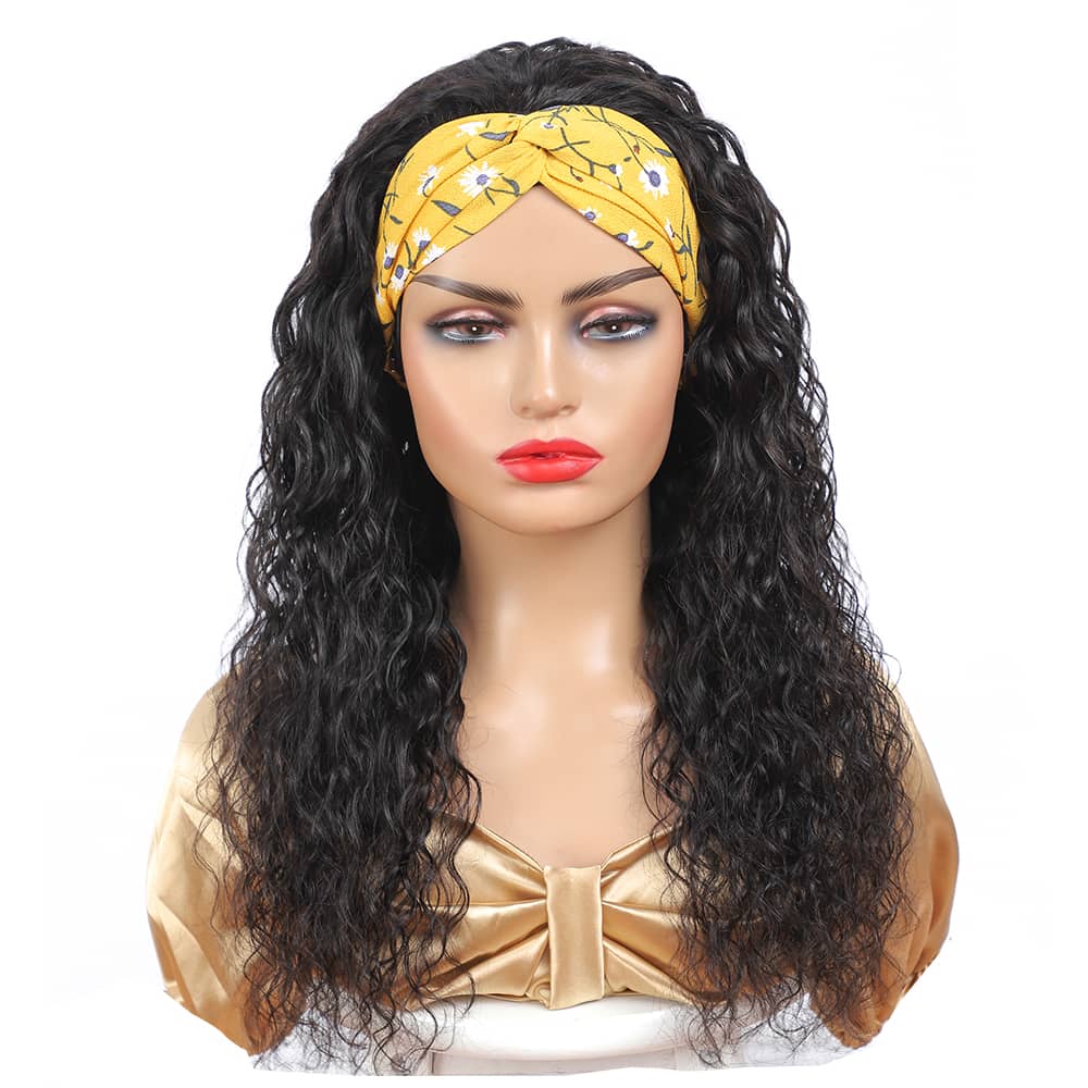 BeuMax Headband Water wave Scarf Human Hair Wigs - Inspiren-Ezone