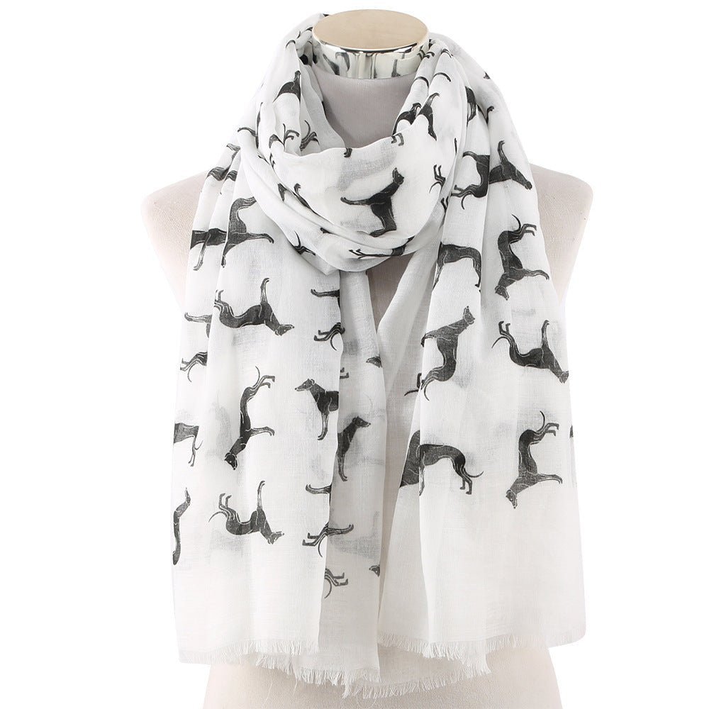 Black dog print scarf - Inspiren-Ezone