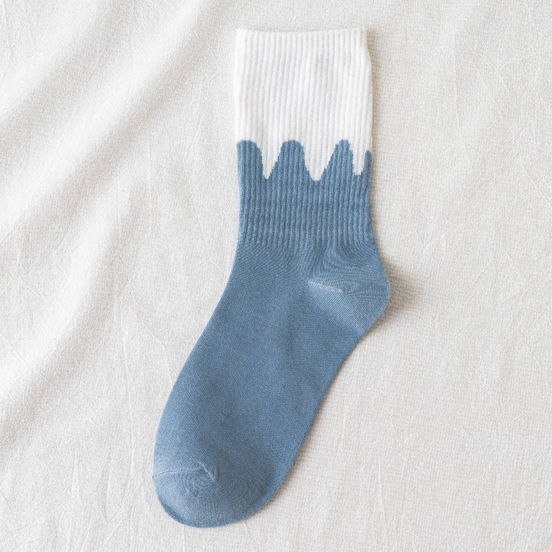 Blue British Check Stripe Women's Cotton Socks - Inspiren-Ezone