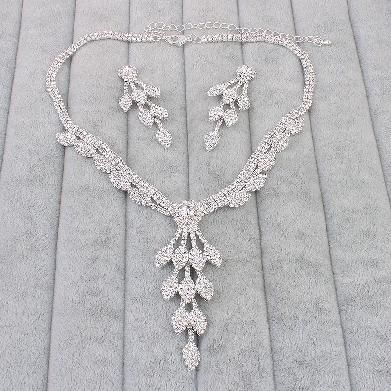Bridal Rhinestone Necklace, earring set, two piece wedding dress, photography accessories, wedding jewelry - Inspiren-Ezone