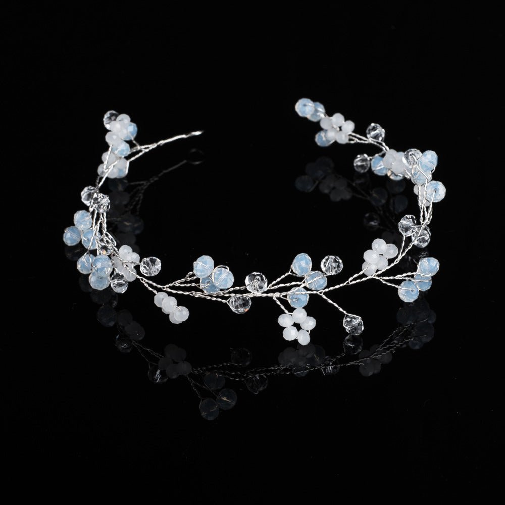 Bride Wedding Accessories Handmade Crystal Beaded ade Zhizhu Soft Chain Belt Hoop Headwear - Inspiren-Ezone