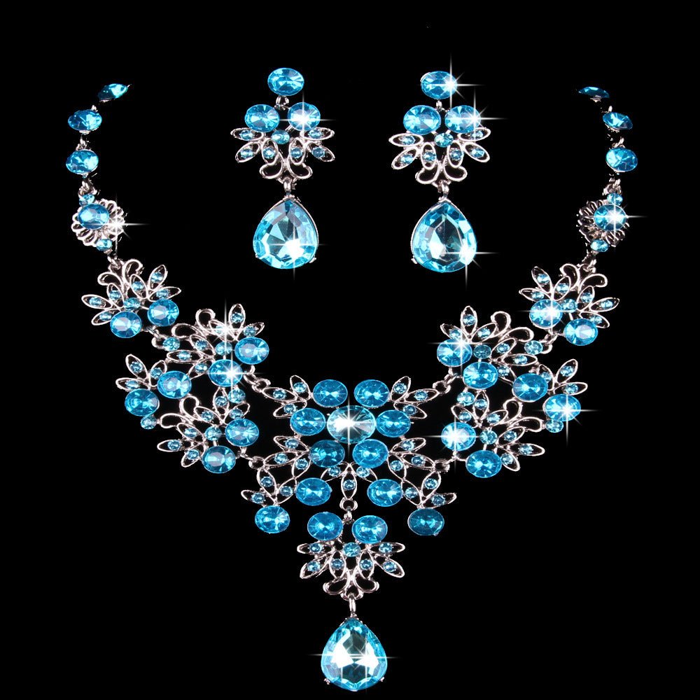Butterfly Big Water Drop Necklace Earring Set Wedding - Inspiren-Ezone