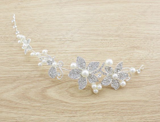 Butterfly Bridal Jewelry Set Chain Pearl Jewelry Three Piece Bridal Soft Chain Headdress Bridal Jewelry Set - Inspiren-Ezone