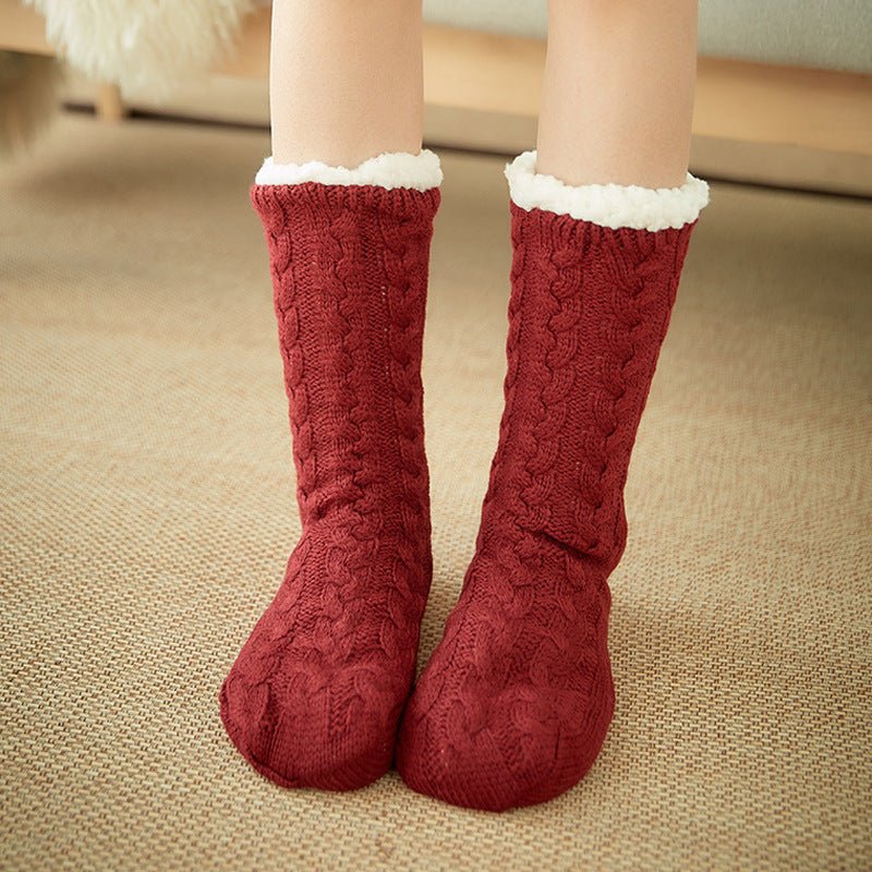 Casual Plus Velvet Mid-tube Ladies Snow Slippers Carpet Socks - Inspiren-Ezone