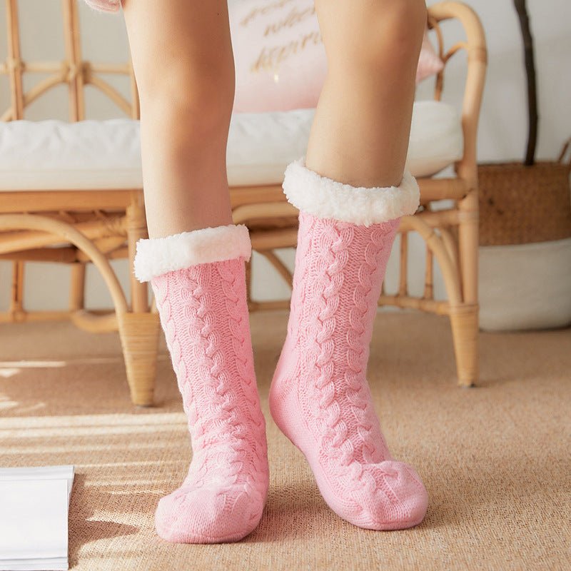 Casual Plus Velvet Mid-tube Ladies Snow Slippers Carpet Socks - Inspiren-Ezone