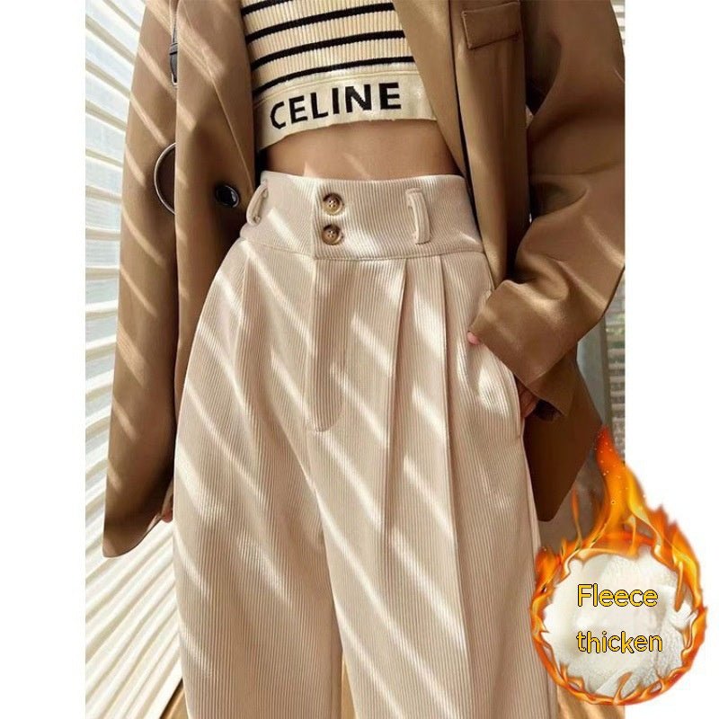 Chenille Fleece Wide-leg Pants Women - Inspiren-Ezone