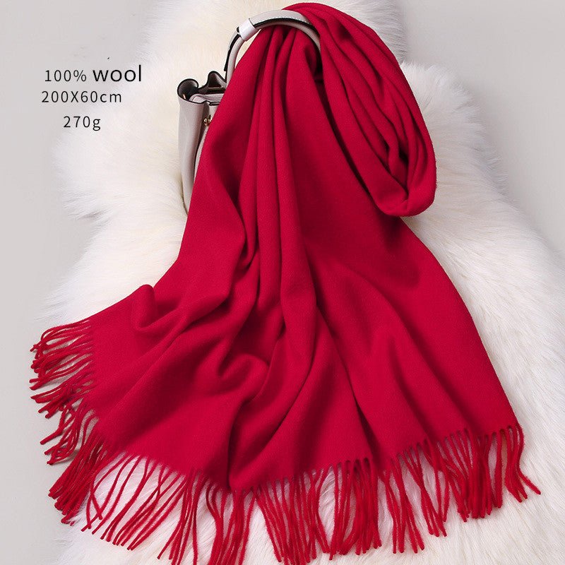 Chinese red imitation cashmere wool long scarf - Inspiren-Ezone