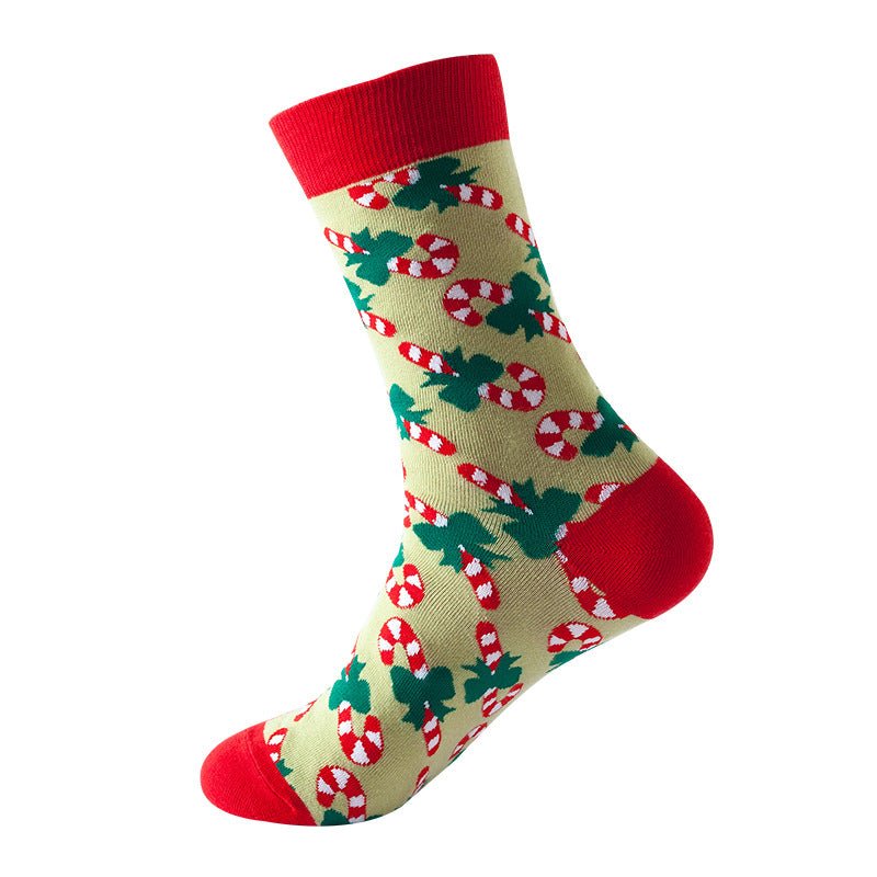 Christmas Tree Snow Elk Gift Cotton Happy Socks - Inspiren-Ezone