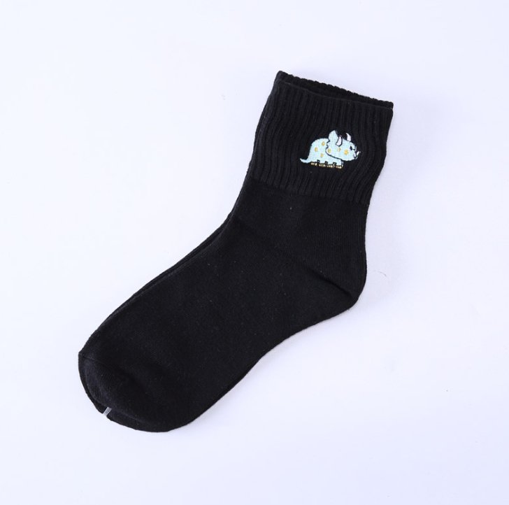 Cotton embroidered dinosaur ladies tube socks creative personality socks - Inspiren-Ezone