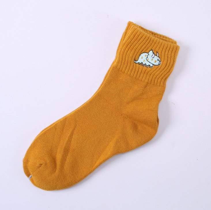 Cotton embroidered dinosaur ladies tube socks creative personality socks - Inspiren-Ezone