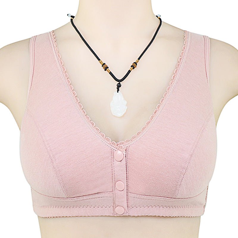 Cotton front button bra without steel ring beautiful back bra - Inspiren-Ezone