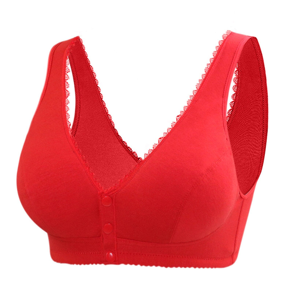 Cotton front button bra without steel ring beautiful back bra - Inspiren-Ezone
