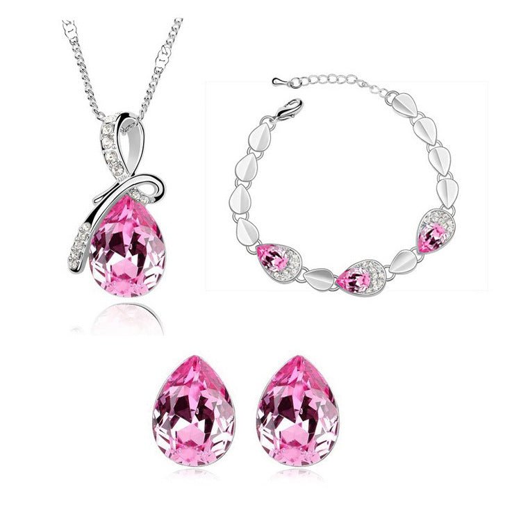 Creative Alloy Jewelry Set Necklace Ear Pin Bracelet - Inspiren-Ezone