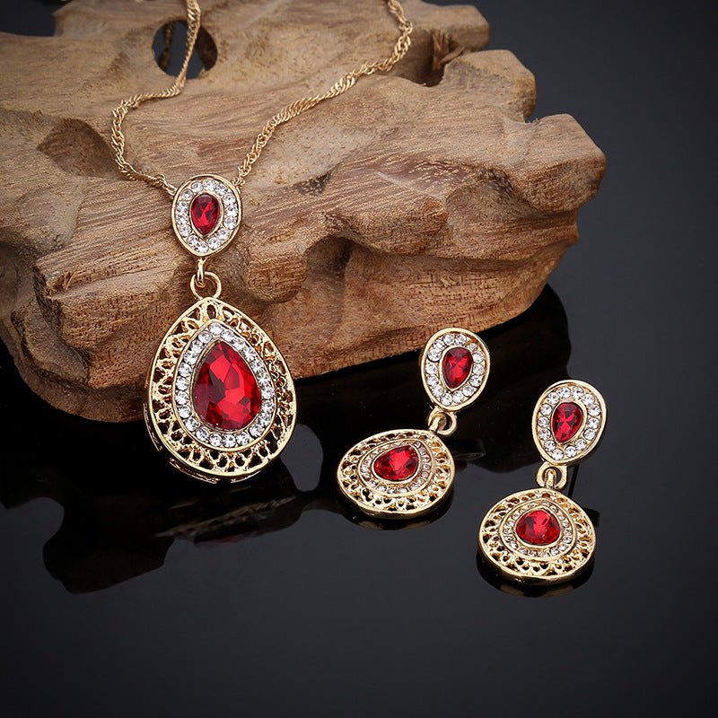 Crystal Drop Earrings Necklace Set Dress Acessories - Inspiren-Ezone