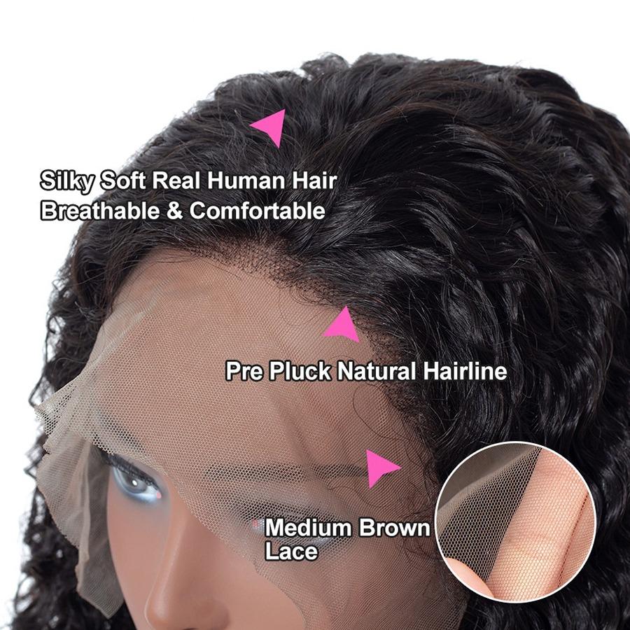 Deep Wave 13x6 Transparent Lace Frontal Brazilian Human Hair Wigs - Inspiren-Ezone
