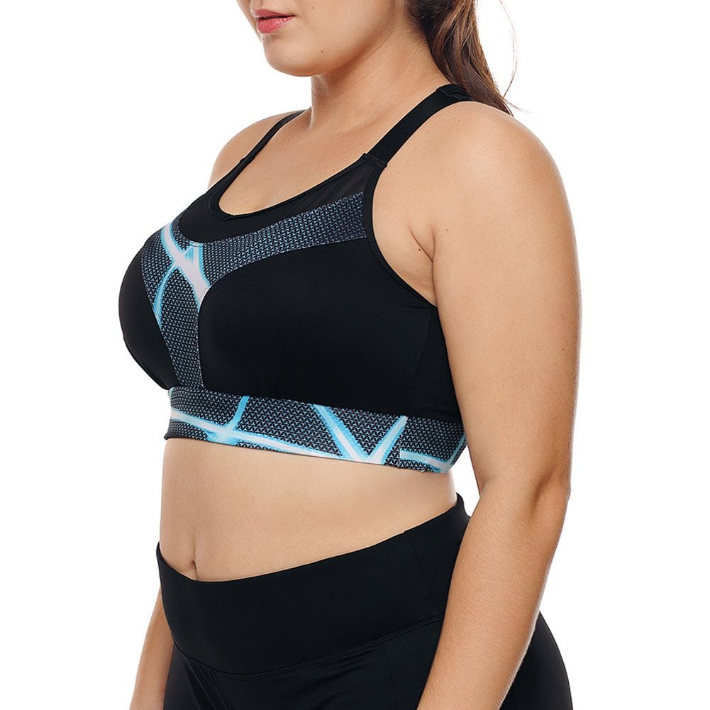 Dillamon casual breathable bra print sports mesh round neck - Inspiren-Ezone