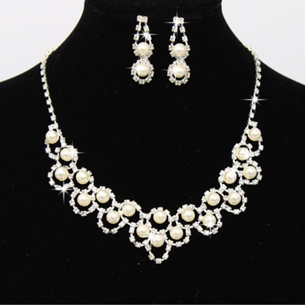 Direct Supply For Foreign Trade, Rhinestone Jewelry, Bridal Jewelry, Pearl Necklace, Earrings, Jewelry Two Sets Of 8629 - Inspiren-Ezone