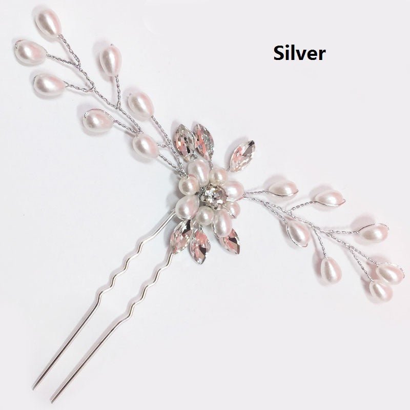 Ebay cross-border supply Korean bride handmade pearl crystal Clip Wedding headdress hairpin pin U - Inspiren-Ezone