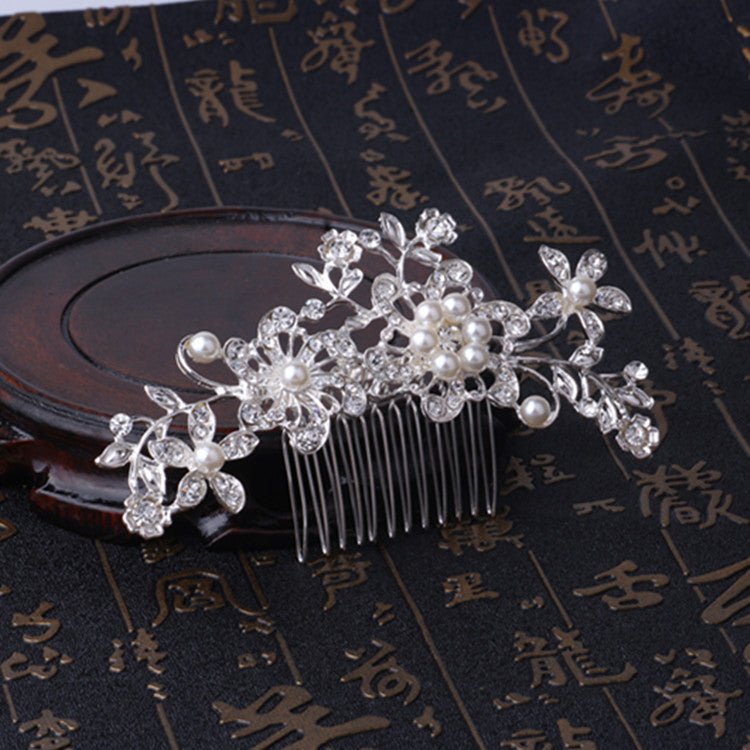 Europe and the Pearl Diamond comb hair comb hair bride bride wedding accessories manufacturers selling alloy - Inspiren-Ezone