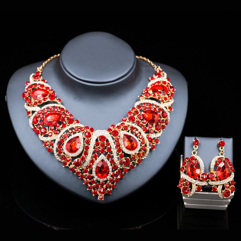 Fast selling explosion, Middle East, Europe and America, colorful exaggerated bride necklace, earring set, alloy color plating - Inspiren-Ezone