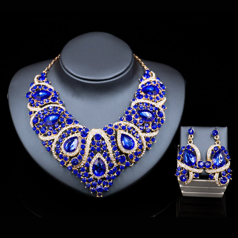 Fast selling explosion, Middle East, Europe and America, colorful exaggerated bride necklace, earring set, alloy color plating - Inspiren-Ezone