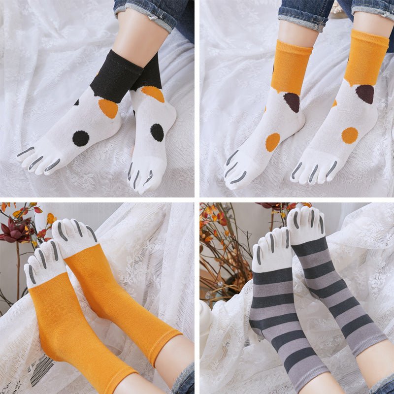 Five Finger Socks Pure Cotton Color Finger Lovely - Inspiren-Ezone