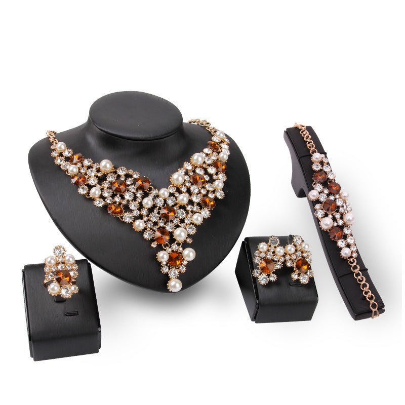 Four-piece Bridal Clothing Accessories Necklace Earrings - Inspiren-Ezone