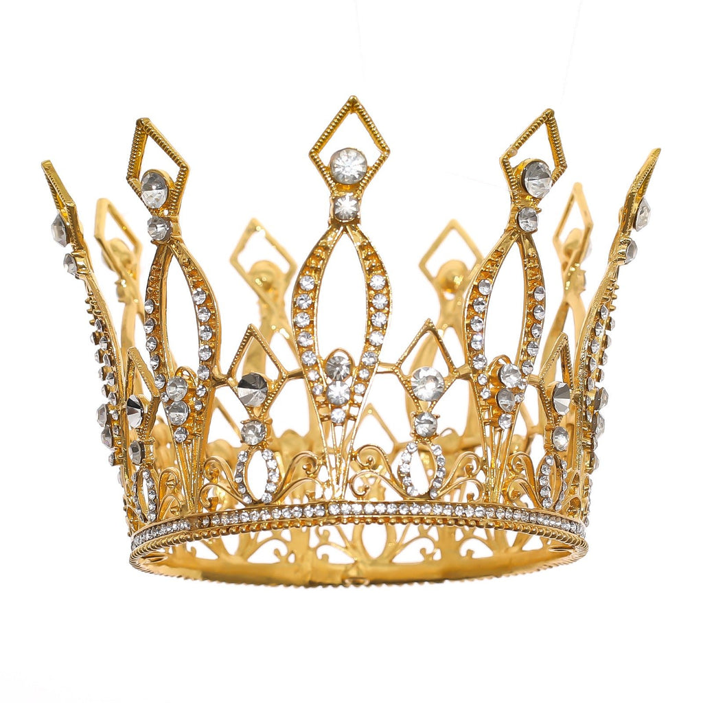 Golden King Crown Bride Full Circle Noble Crown Performance Decoration Photo Studio Shooting Accessories - Inspiren-Ezone