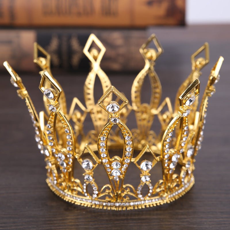Golden King Crown Bride Full Circle Noble Crown Performance Decoration Photo Studio Shooting Accessories - Inspiren-Ezone