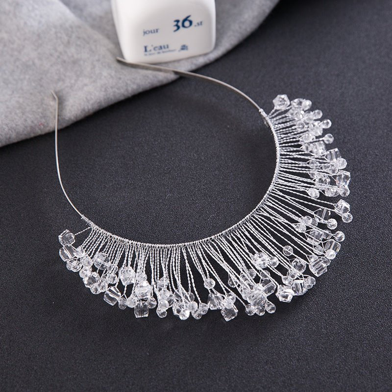 Handmade Crystal Beaded Plate Hair Accessories Wedding Headdress Bridal Headband - Inspiren-Ezone