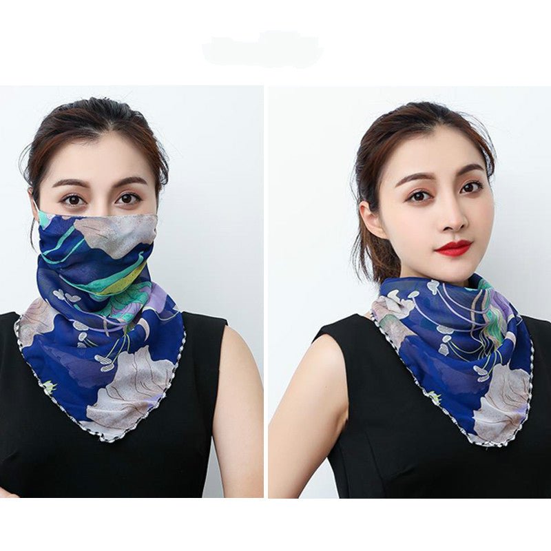 Hanging Ear Thin Face-covering Scarf Triangle Veil Scarf - Inspiren-Ezone