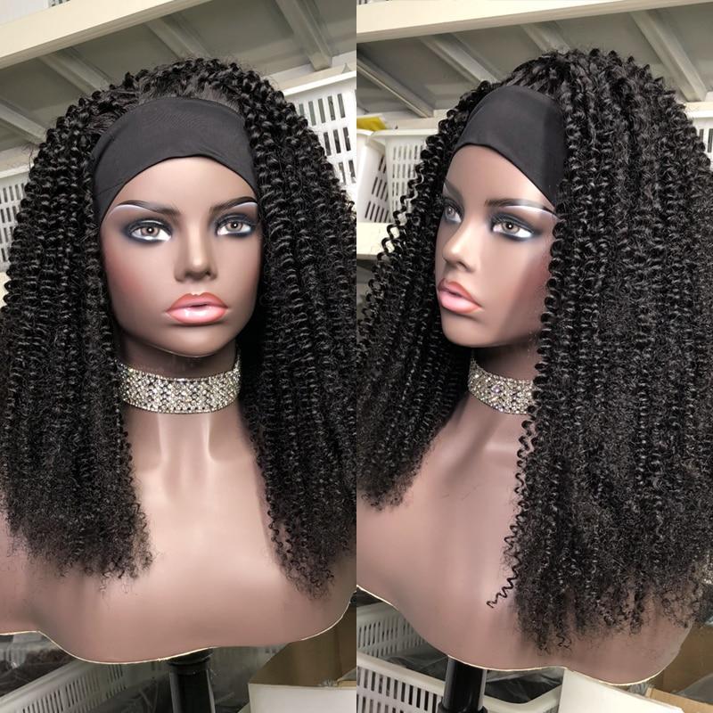 Headband Wig Afro Kinky Curly Human Hair Scarf Wig No GLUE Easy Wear - Inspiren-Ezone