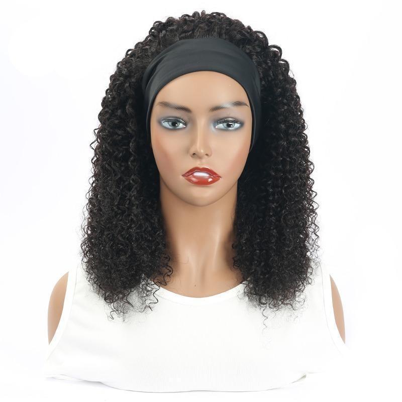 Headband Wig Kinky Curly Human Hair Scarf Wig No GLUE Easy Wear - Inspiren-Ezone