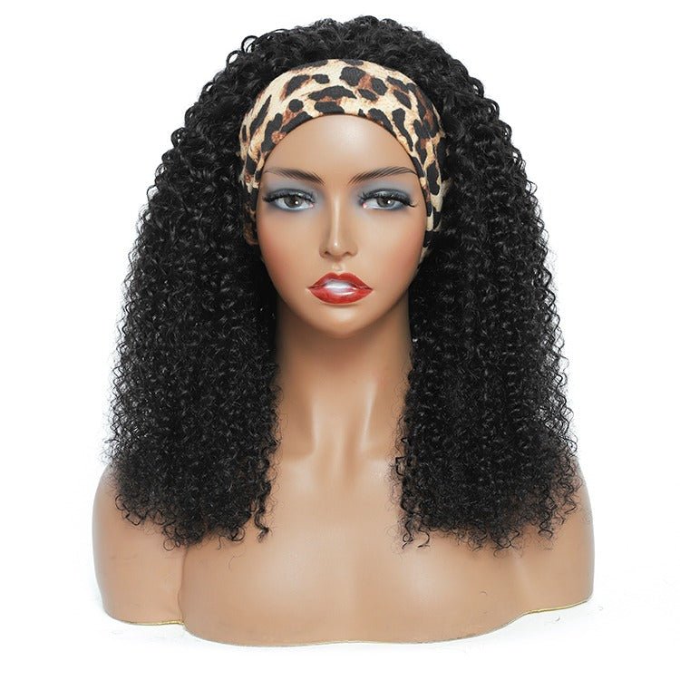 Headband Wig Kinky Curly Human Hair Scarf Wig No GLUE Easy Wear - Inspiren-Ezone