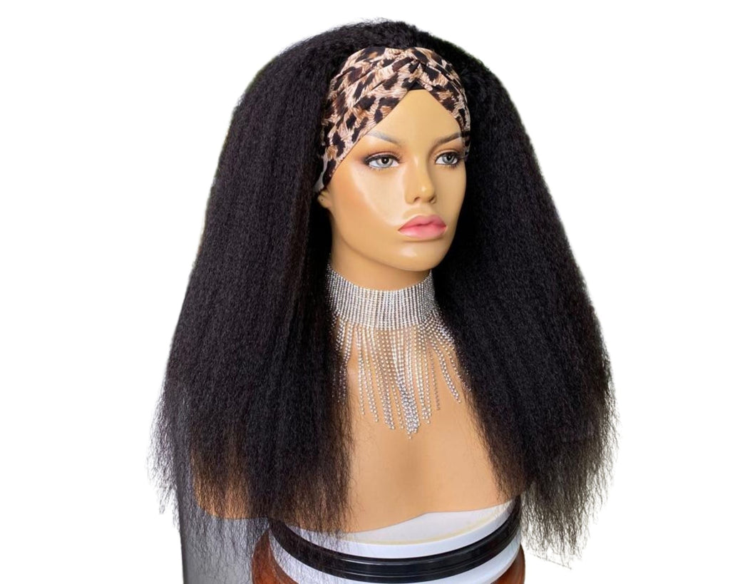 Headband Wig Kinky Straight Human Hair Scarf Wig No GLUE Easy Wear - Inspiren-Ezone